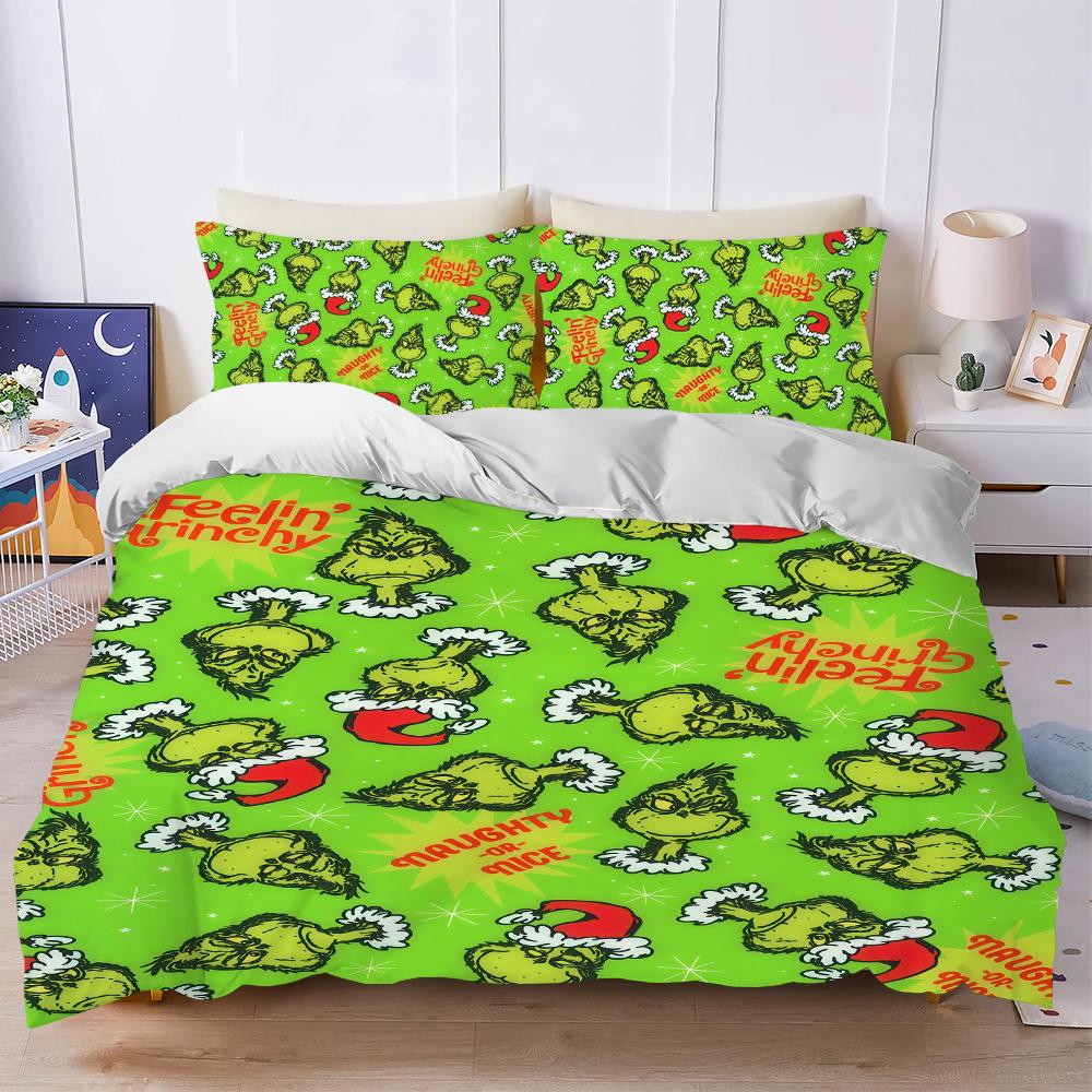Cartoon G-Grinchs-Christmas Duvet Cover Set Soft Wash Bed 3 Piece Summer Comfortable Student Dormitory Home Baby Bedding Best