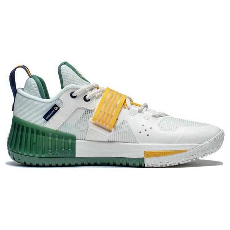 Li Ning Fury Bequeme Dämpfung Rutschfest Niedriger Schaft Basketballschuhe Herren Weiß Gelb ABFT019-4