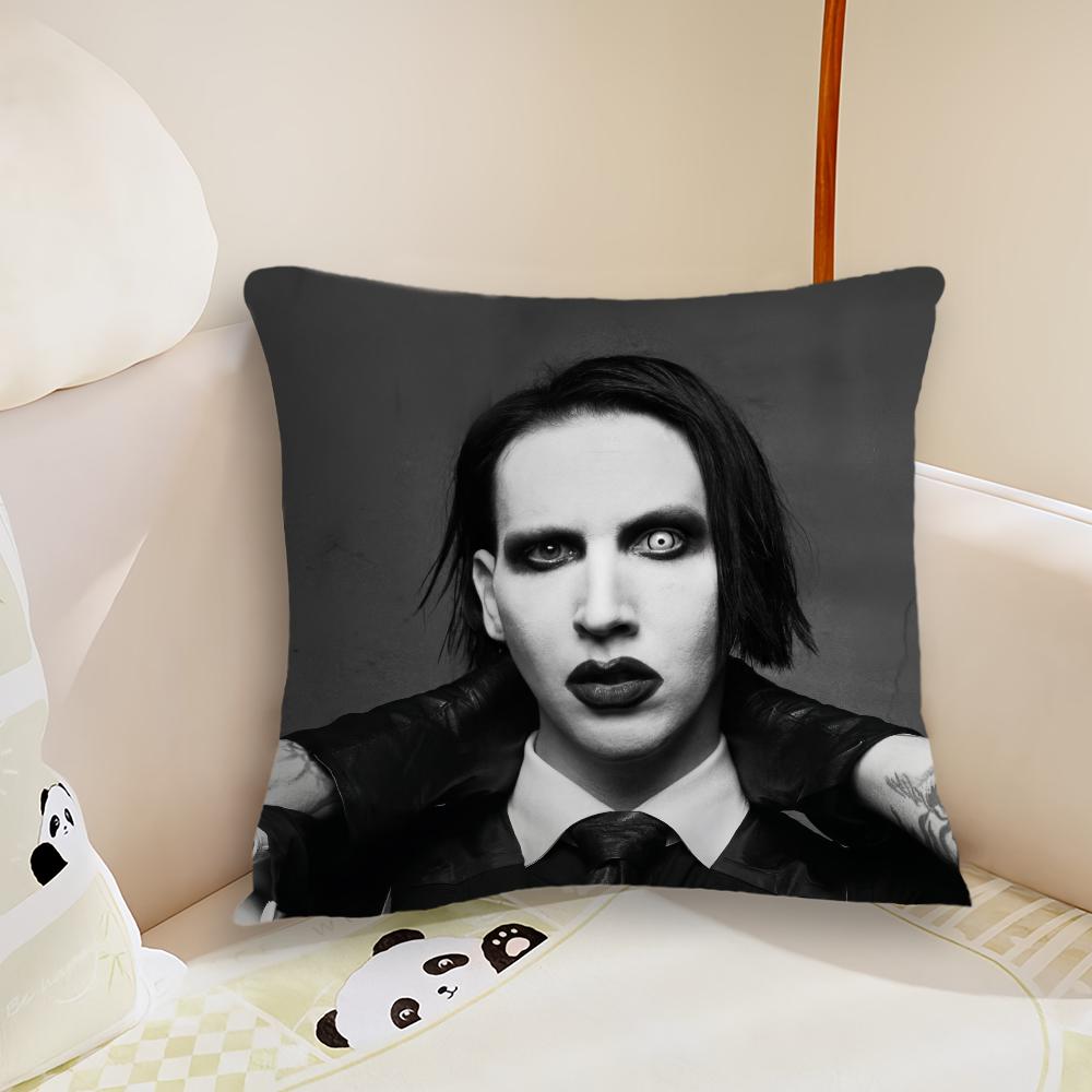 Signer M-Marilyn Manson Music cushion cover Living Room Headboard Bedroom Office Cushion Cushion Sofa Nap Time Pillow Case