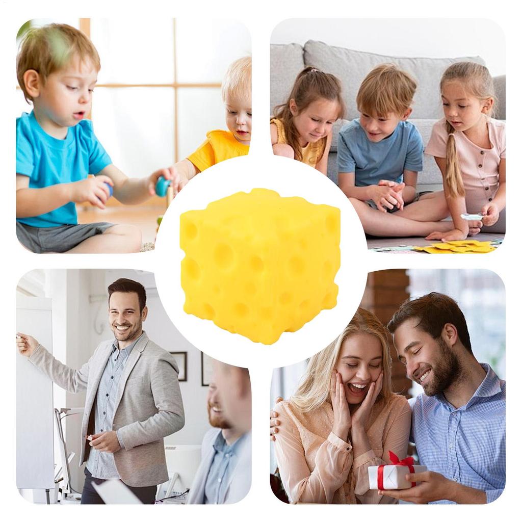 Cheese Stress Ball Sensory Slow Rebound Cheese Cube Soft Novelty Rebounding Toy for Kids Adults Students Workers Home School