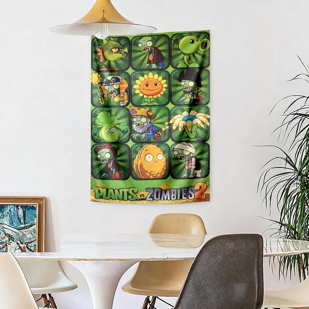 Plants Vs Zombies Aesthetic Tapestry Rustic Farmhouse Great For Reading Corner Dorm Wall Bedroom Four Seasons Vintage Wall Art
