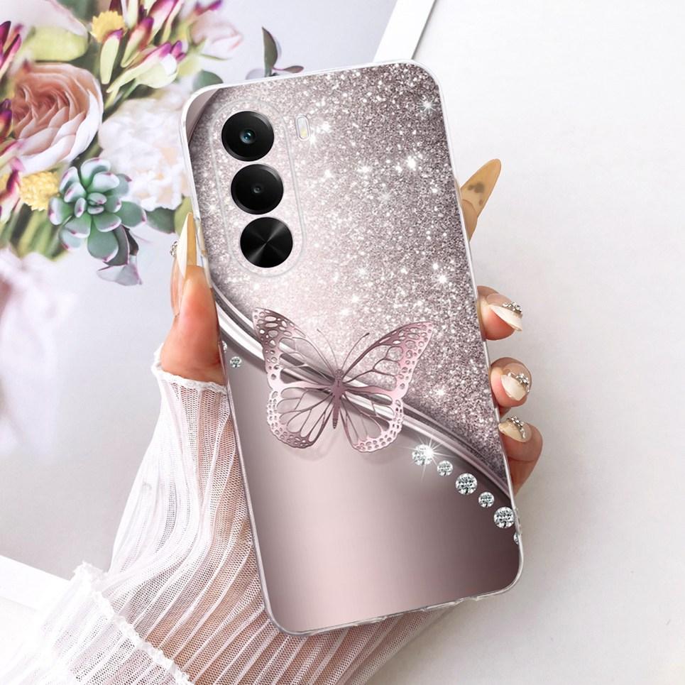 New Fashion Luxury Flower Butterfly Girly Painting Phone Case For Realme P4X RMX5108 Casing Soft Silicone Clear Back Cover
