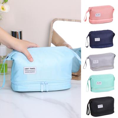 Bolsa de higiene pessoal de camada dupla de grande capacidade, separação seca e molhada, bolsa de armazenamento de cosméticos coreana, bolsa de cosméticos portátil