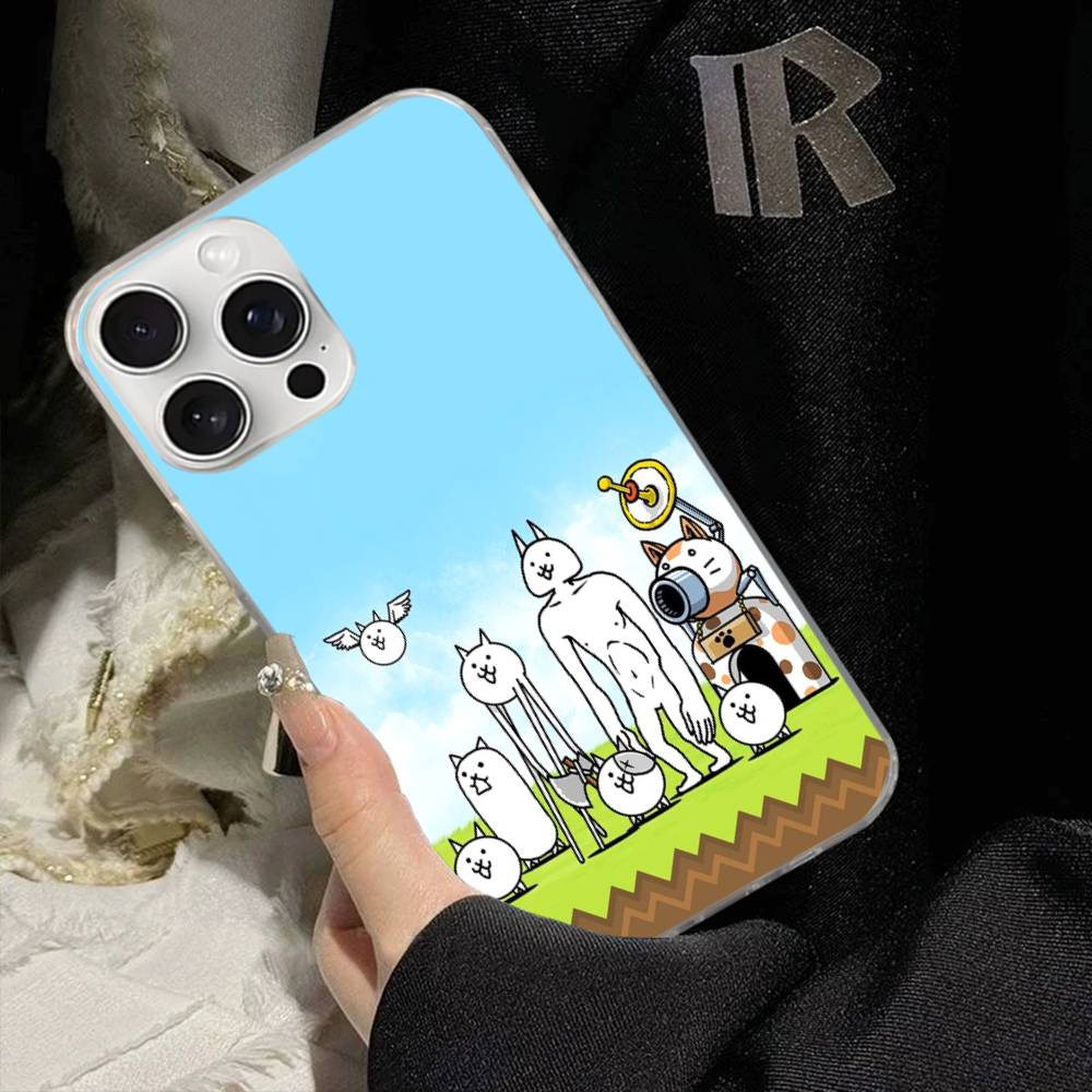 B-Battle Cats Anime Game For IPhone 17 16 15 14 Plus 13 12 11 Pro Max Phone Cover Back Satin Colorful Surface