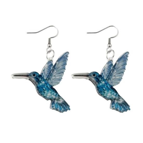 1 Pair Acrylic Colorful Bird Dangle Earrings 2D Hummingbird Hook Earrings Hypoallergenic Women Bird Drop Earrings Fashion Jewelry