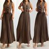 European & American Women's Sleeveless Vest and Pleated Long Sleeve Two-Piece Summer Set