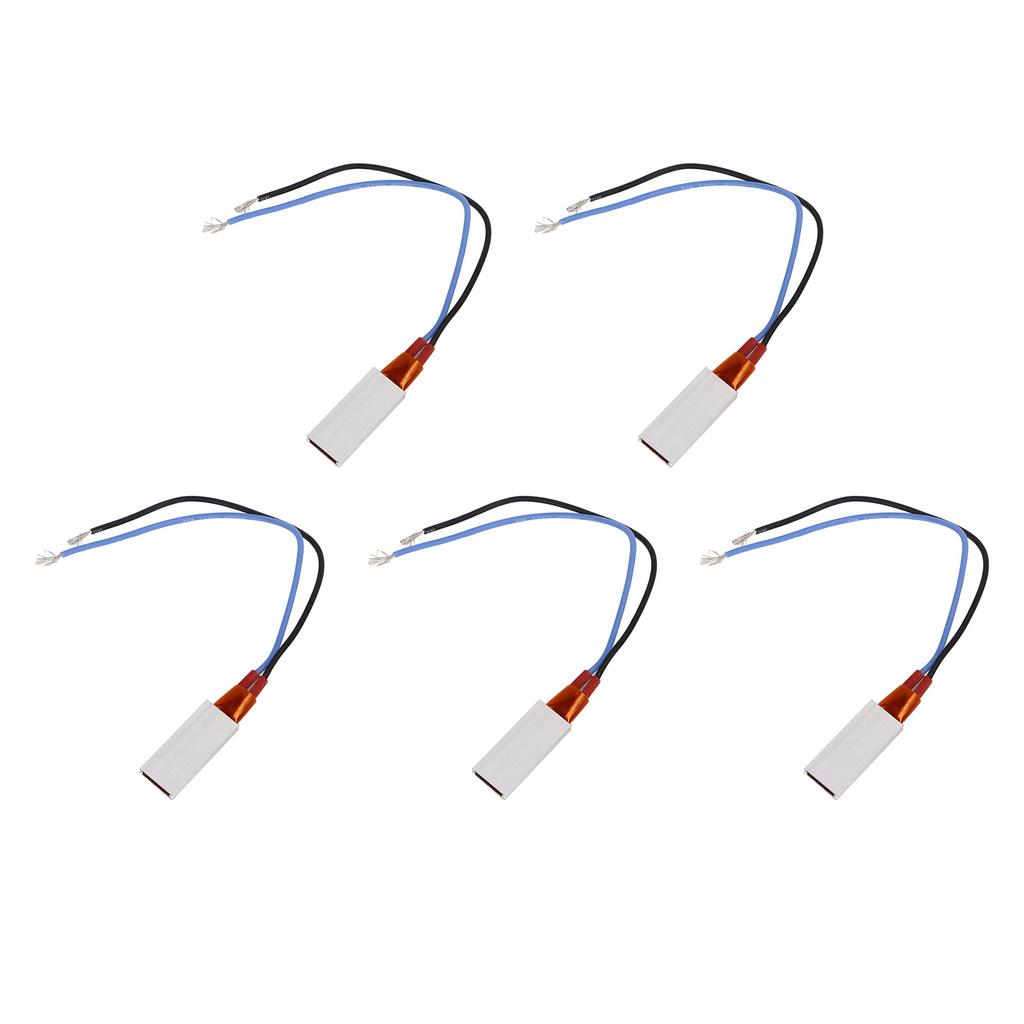 5Pcs PTC Heating Element Constant Temperature Aluminium Shell Thermostat Heater Plate 220V 170 celsius  Blue Black Cable