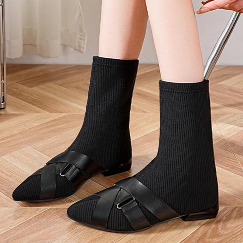 Women Ankle Boots Pointed Toe Heeled Boots Designer Dress Elegant Pumps Winter Warm Non Slip Woman Botas 2025 Zapatillas Female