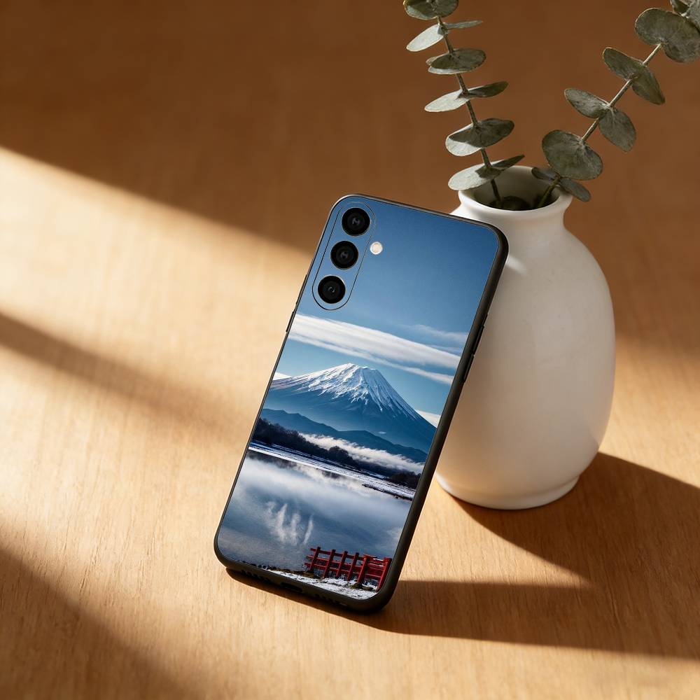 Mount Fuji Sonnenuntergang Handyhülle Für Samsung Galaxy A20,21s,22,31,32,52,53,72,73,80,91 Weiche Schwarze Hülle