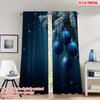 2pcs 2D Flat Printing Merry Christmas Party Curtains Christmas Ornament Blue Bauble Digital Printed Polyester Drapes Party