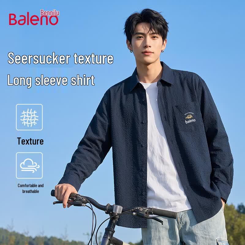 Baleno Men s Summer Casual Long-Sleeve Button-Up Shirt 2XL