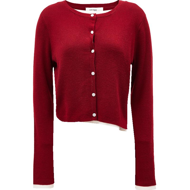 VEROMODA Women's Faux Two-Piece Round Neck Knit Top