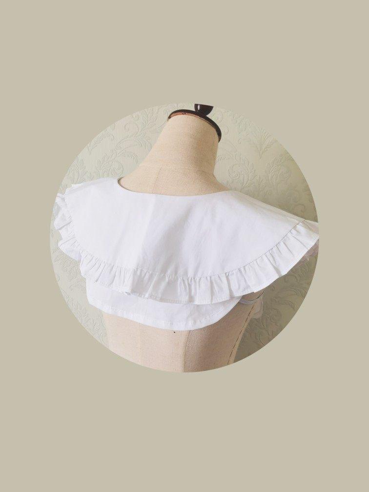 Pure Cotton Large V-neck Fake Collar Pure White Lace Women's Clothing with Doll Collar Retro Style with V-neck Collars