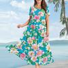 Women's Casual Loose Bohemian Floral Print Short Sleeve Dress