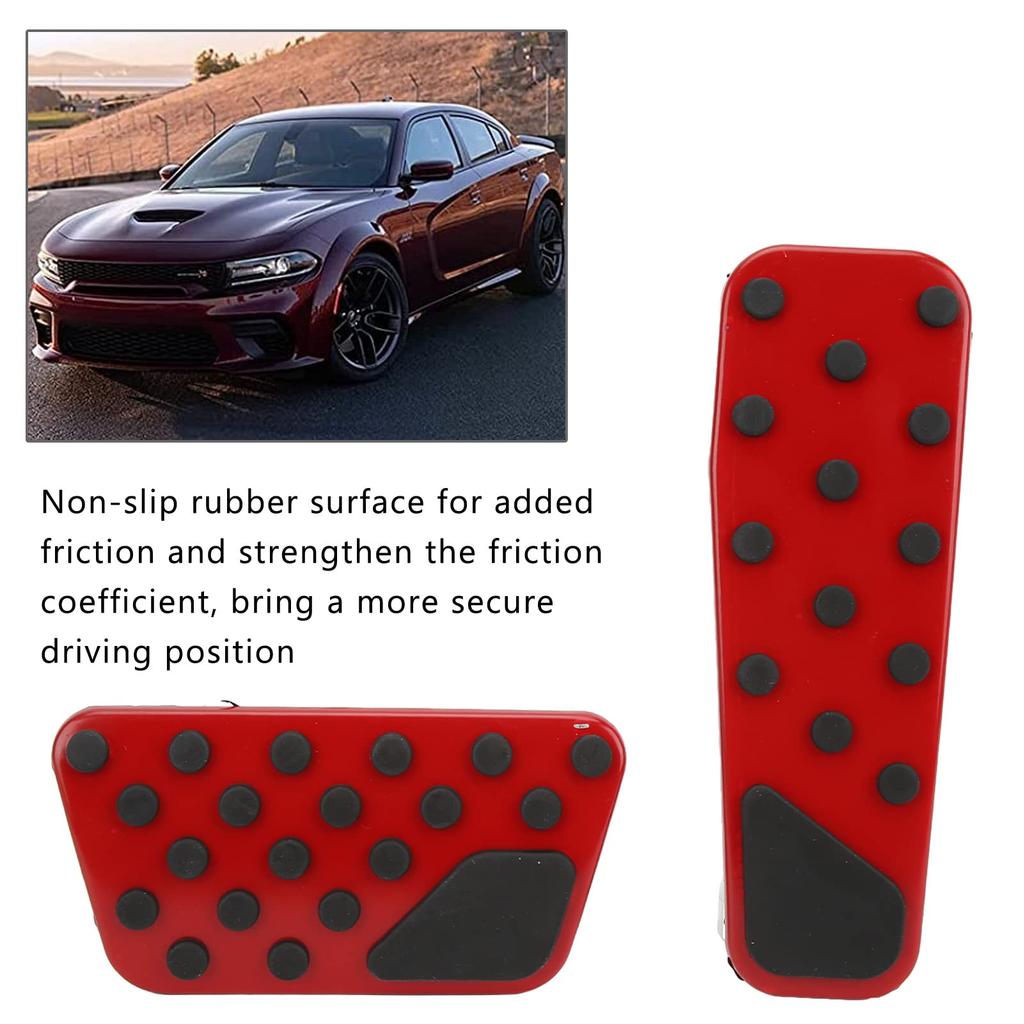 Qiilu Brake Pedal Pads 2pcs Accelerator Brake Pedal Anti Slip Foot Pedal Pad Replacement for Dodge Challenger 2009-2021