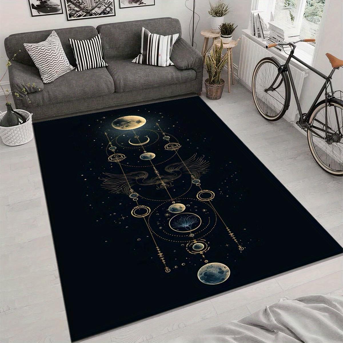 

Celestial Moon Phases Area Rug - Non-Slip, Soft Polyester Mat for Kitchen, Hallway, Bathroom, Laundry Room - Astrological Design 50x80cm