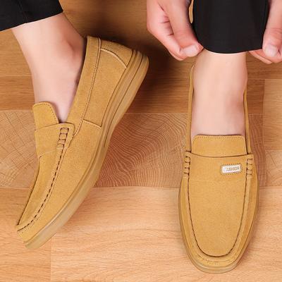 Fashion Fashion Brand Men's Comfortable Soft Soled Suede Round Toe Casual Shoes 2025 Spring New Men's Outdoor Breathable Bean Shoes