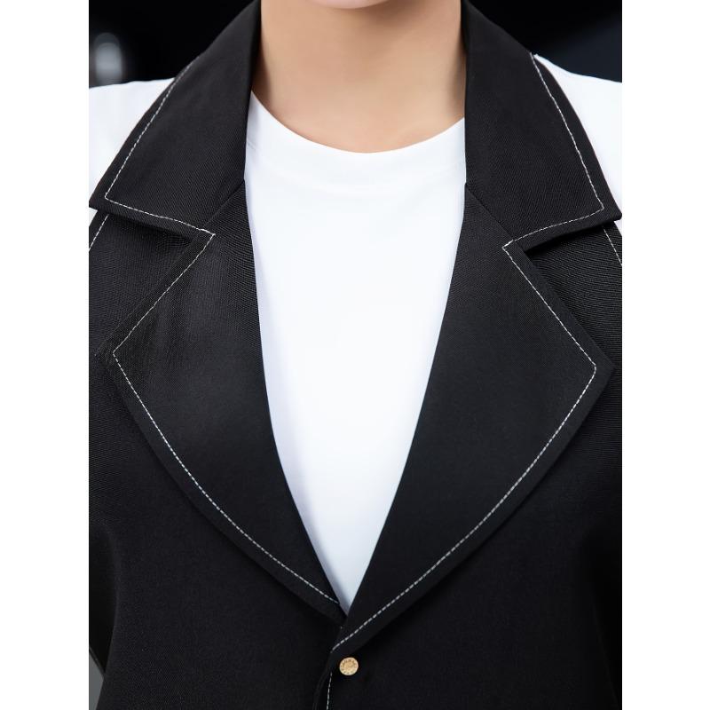 1pcs Polyester Chef Overall Suit with Lapel Unisex Restaurant Hotel Cafe Bakery Kitchen Workwear for Men Women