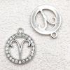 Zodiac Diamond-Studded Round Pendant Jewelry Set: Keychain, Bracelet, Necklace, Earrings