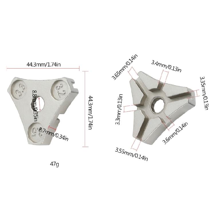 Square-Shaped Nipple Wrench 3 Size in One Truing Wrench Tools, 3.23/3.3/3.45mm
