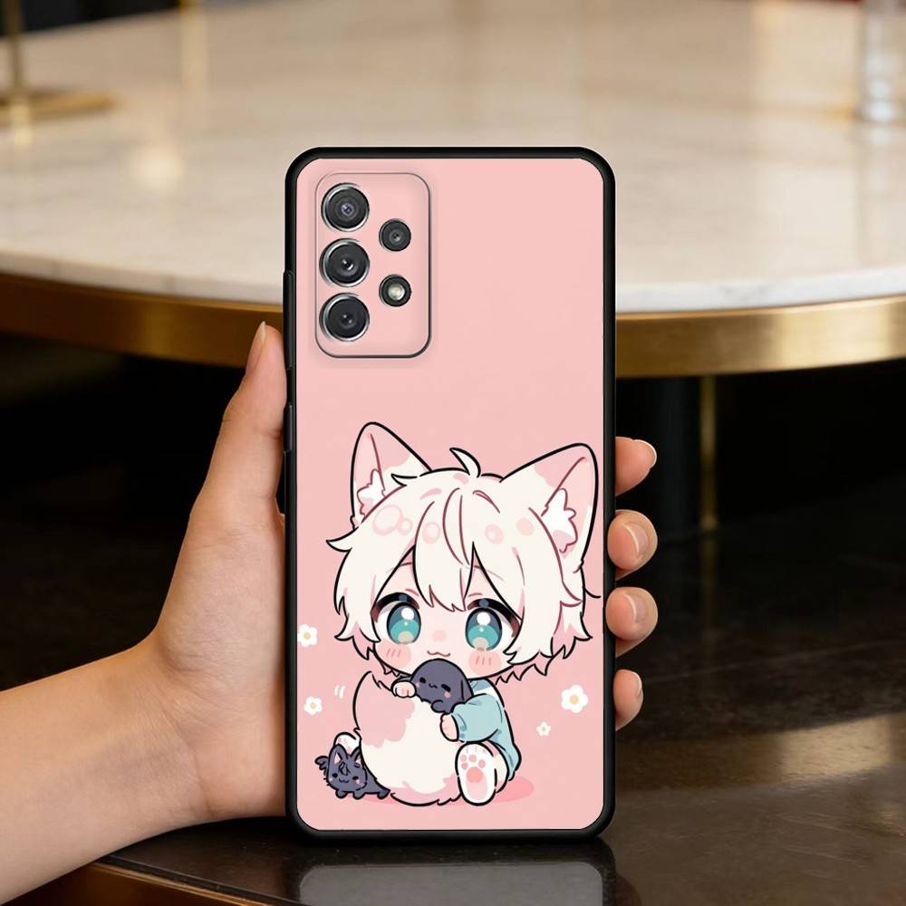 F-FuwaMoco-CO Phone Case For Samsung Galaxy A73,A72,A71,A70,A53,A52,A51,Soft Silicone Black Cover Samsung a31
