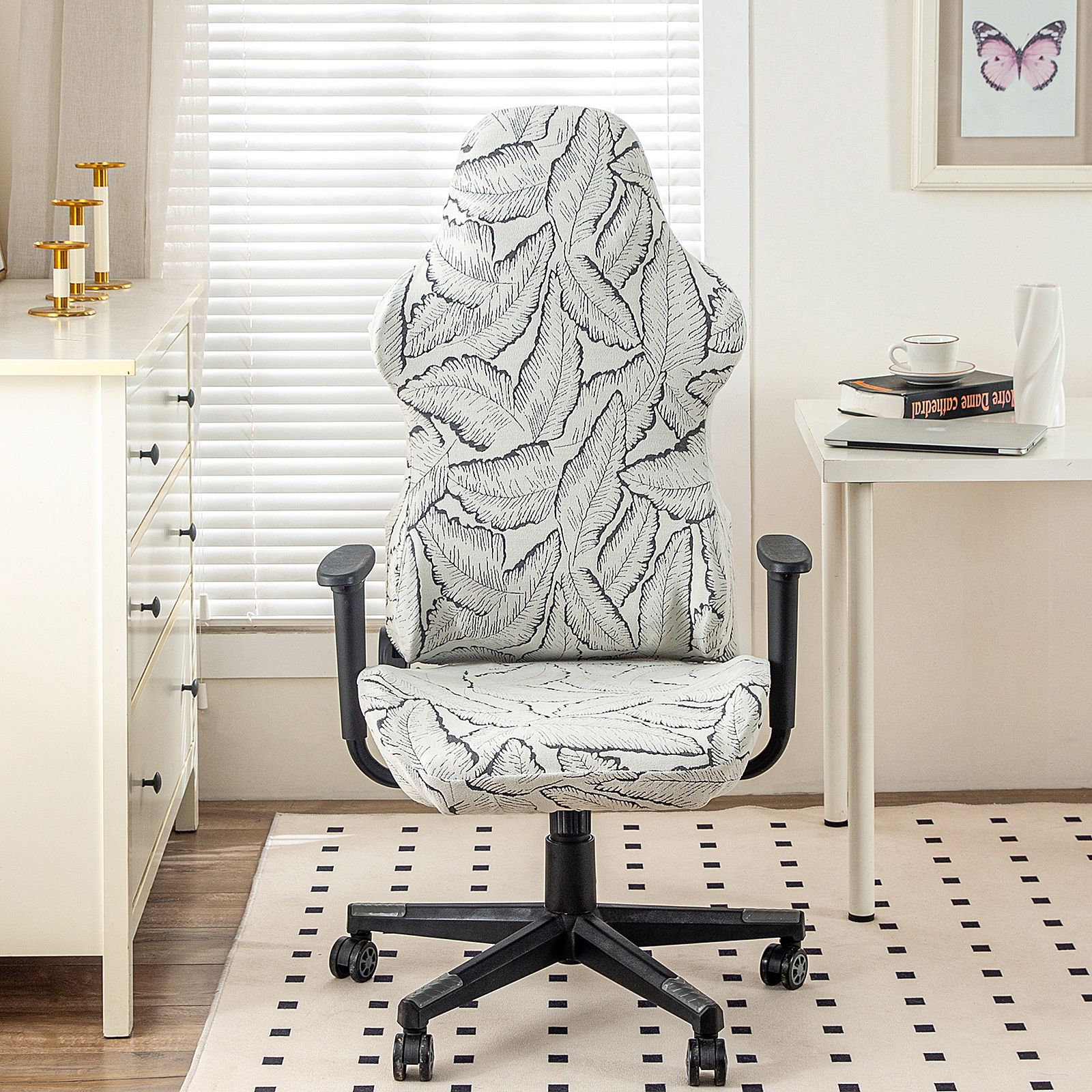 

Elastic Chenier E-Sports Chair Cover 4-Piece Combination Office Split Rotating Chair Cover Anti-Fouling Gaming Chair Cover