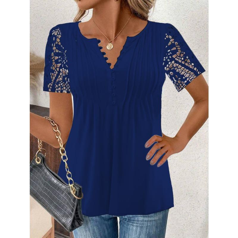 DICIFY Women's Fashion Casual Summer Spring Short Sleeve V-Neck Blouses & Shirts