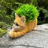 Kitten Flower Pot, Courtyard Garden, Green Plant Decoration, Cute Simulation Cat Animal Resin Ornament, Handicrafts
