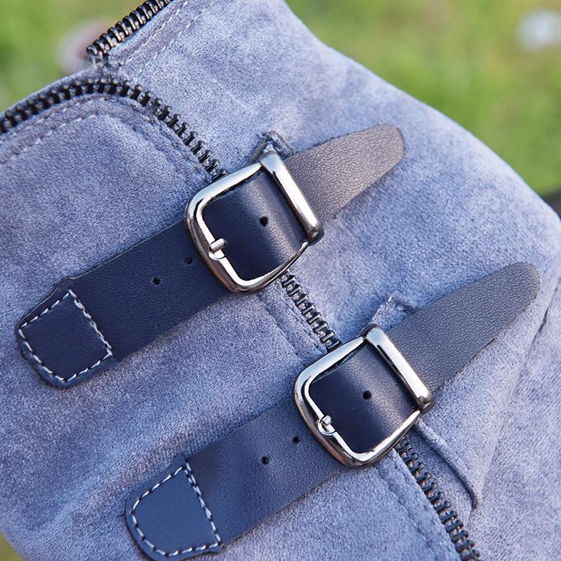 Women's Boots Zip Womens High Heels Suede Fashion Wedge Heels Durable Retro Women Ankle Boots Round Head Bottes Femmes