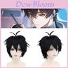 Atemberaubende schwarze Cosplay-Perücke, 30 cm lang, aus hitzebeständiger Kunstfaser für einen authentischen Look!