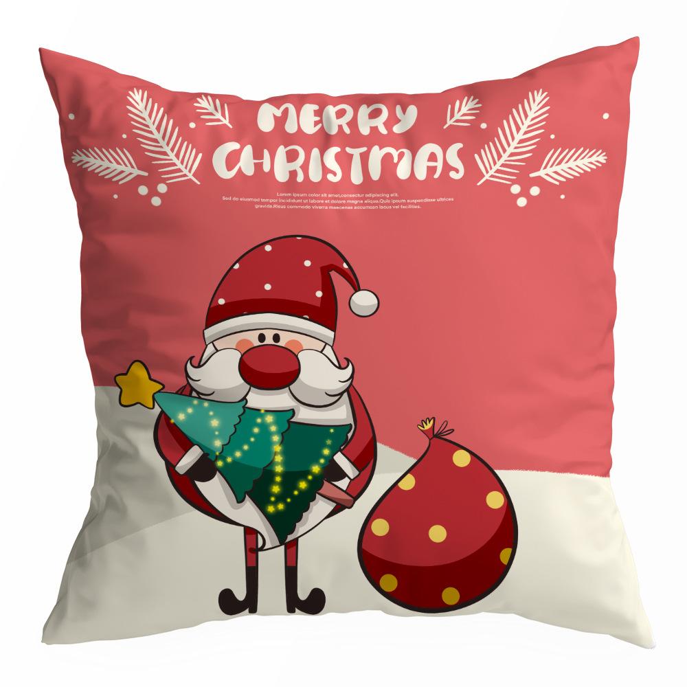 Christmas Pillowcase Cartoon Santa Claus Home Sofa Car Cushion Printed Pillowcase