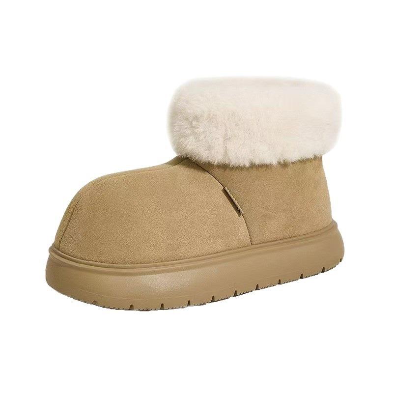 Big Head Plush Snow Boots Women's Platform Bread Shoes Winter New Plush Warm Short Cotton Boots Cotton Shoes
