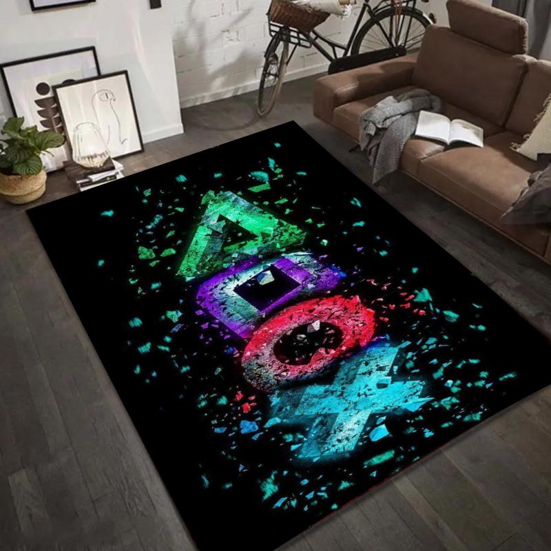 Neon Geometric Graffiti Rug - Abstract Spray Paint Art Carpet Mat for Living Room Home Decoration Home Carpets for Living Room