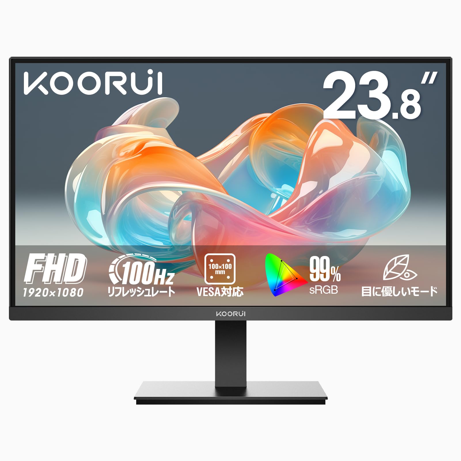 

KOORUI Monitor 24 Inch 100Hz Full HD 1080P Display PC Monitor Adaptive Sync Terminal VESA Compatible Blue Light Reduction Angle Adjustable E2412F чорний