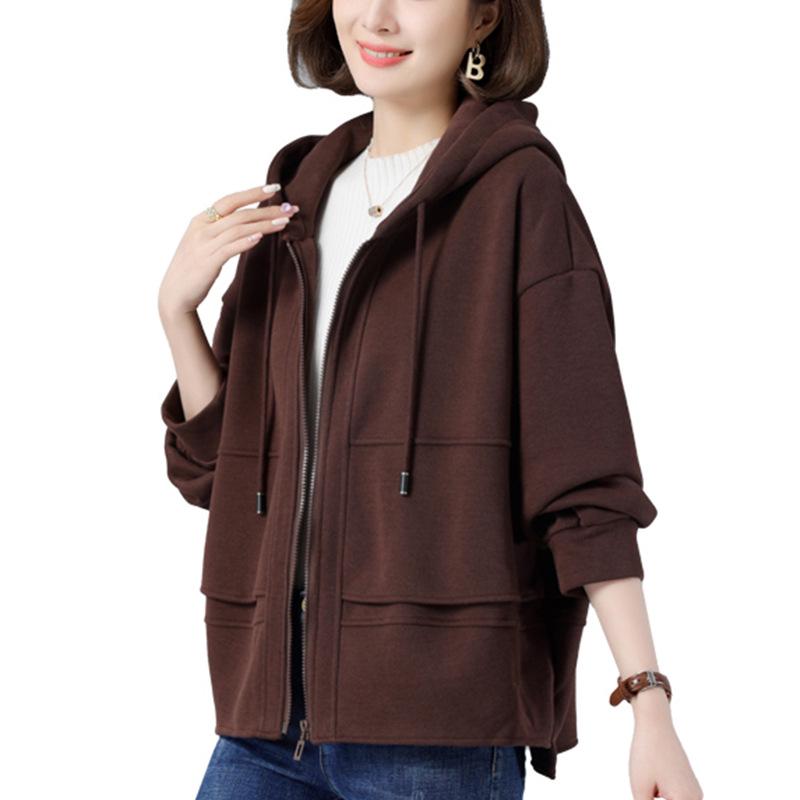 Damski kardigan polarowy z kapturem w dużych rozmiarach - Moda jesienno-zimowa 2024 dla kobiet w średnim i starszym wieku