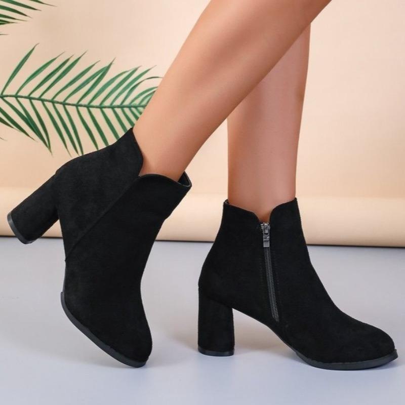 High Heels Suede Woman Ankle Short Boots Chunky Fashion Heeled Shoes New Pumps Winter Goth Designer Woman Chelsea Botas