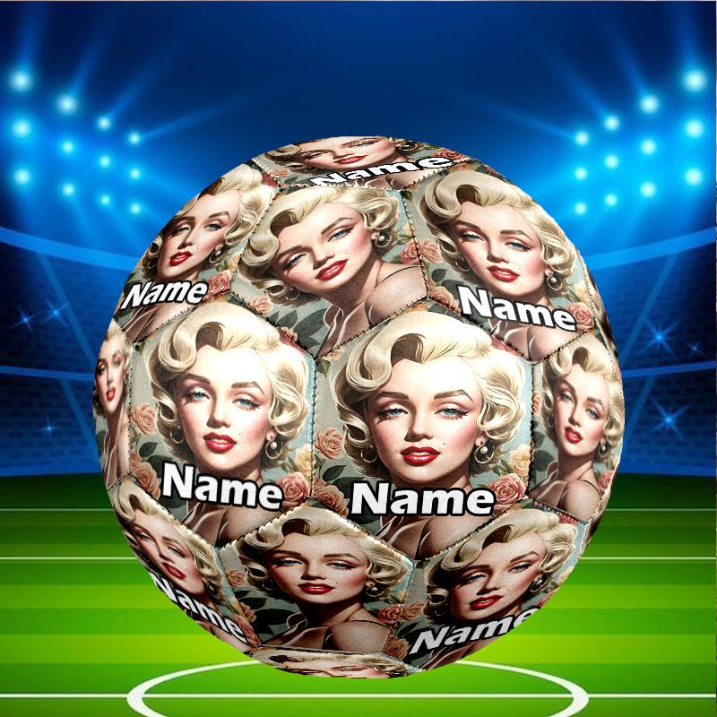 Custom Name Personalized Marilyn Monroe Print Size 5 Soccer Ball Training & Match Football, for Team, Kicking, Gift for Football