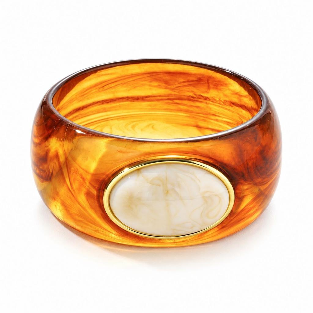 Hot Sale Smudge Coffee Resin Bracelet Ladies Arc Bracelet Girlfriend Ring Fashion Premium Jewelry