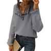 Women S Knit Long Sleeve Pullover Sweater With Buttons Ruffles