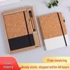 Eco-friendly Cork Business Notebook with Patchwork Cover and Binding Strap