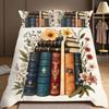 3 Piece Bedding Pillowcase Duvet Set Vintage Book Flower Pattern 2D Digital Printing For Bedroom Dorm Decoration