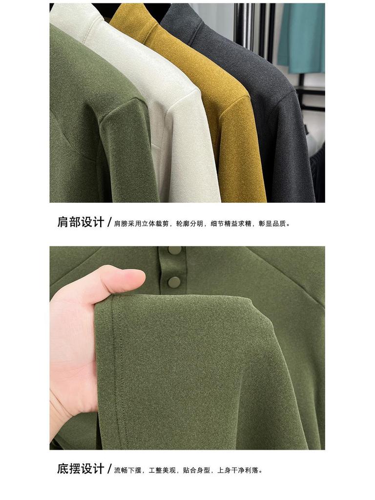 2025 Men's Loose Fit Half-High Collar Warm Base Layer Sweatshirt - Versatile Autumn/Winter Top