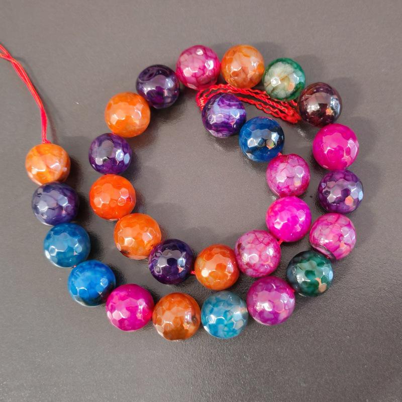 14mm Faceted Round Agate Beads for DIY Jewelry Necklace & Bracelet