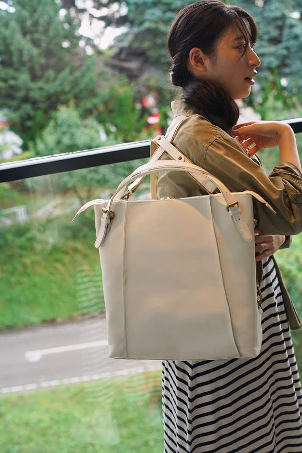 Imai Bag GENOVA Made in Japan Cowhide Leather Fits Large Genuine Leather and Simple Backpack, A4, B5, Lightweight, Capacity, Nylon, Design, Unisex,