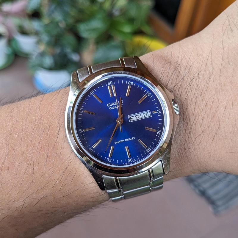 Casio STANDARD series steel strap waterproof calendar quartz movement stainless steel strap Japanese and Korean watch men's watch blue MTP-1239D-2A