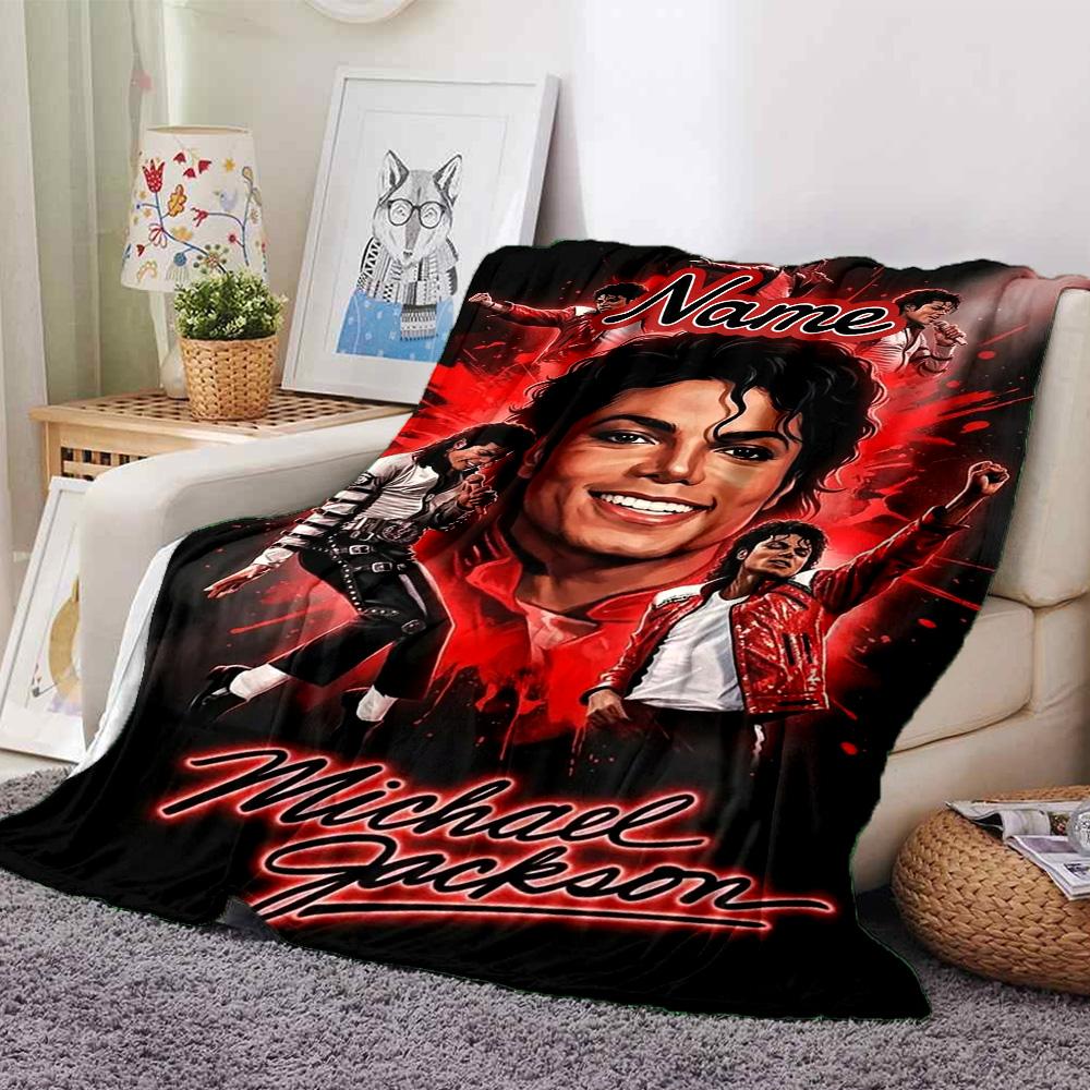 Custom Name Michael Jackson's Iconic Pose flannel Blanket for Super Soft Cute Comfort Blanket for Travel Bedding Couch Sofa Blanket