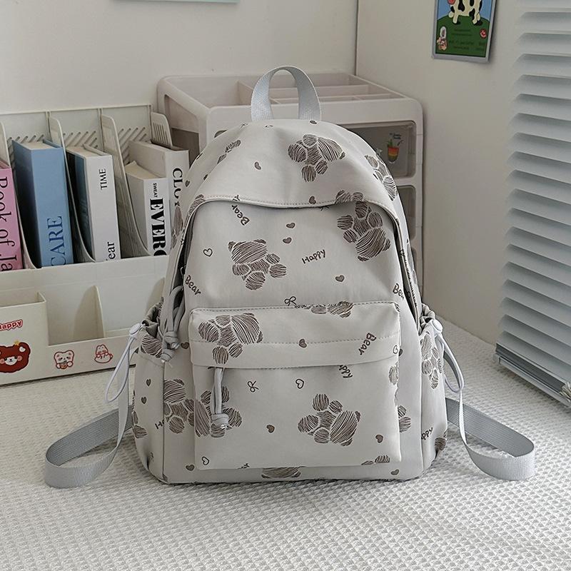 Women's Bear Printed Backpack Student's Lightweight Schoolbag