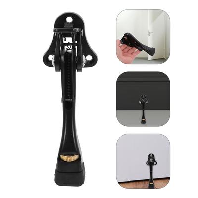 1 Set Metal Door Stopper Adjustable Kick Down Floor Door Stop No Drilling Rubber Base Heavy Duty For Home Garage Hotel Wall