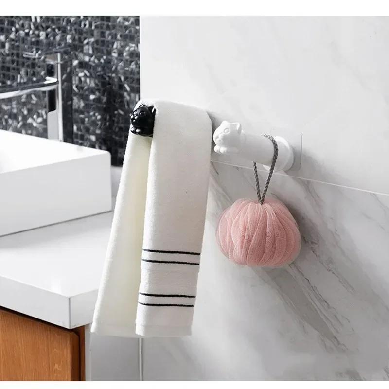 1 Pcs Towel Rack Wall-mounted Retractable Roll Holder Sticky Wall Roller Toilet Tissue Hanger Racks Bathroom Small Tools