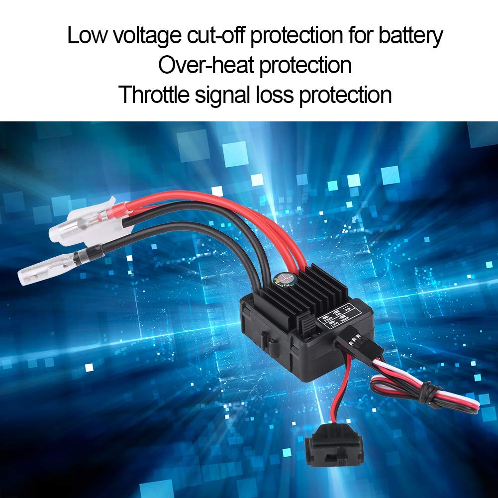 Waterproof Brushed 1060 60A ESC, Waterproof and Dustproof for 110 Scale Monster Touring RC CarsBuggys and Truggys, Three Operation Modes: Forward,